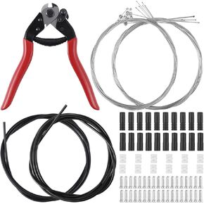 83PCS Stainless Steel Set with Cable Cutter, Brake Cables, Shift Cables, End Caps, O-Rings, and Housing for Mountain and Road Bicycles, Complete Bike Cable Kit