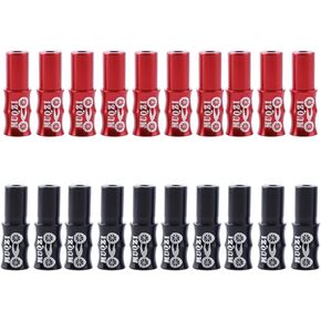 Total 20pcs 10 PCs 5mm Red Alloy Bicycle Bike Brake Cable End Cap Housing Ferrules Crimps + 10 PCs 4mm Black Derailleur Shift Wire Cable End Cap
