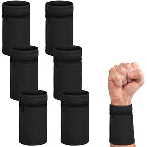 6 Pieces Wrist Wallet Pocket Wrist Zipper Pouch for Women Men Running Walking Hiking Jogging Sweatbands Phone Coin Keys Storage