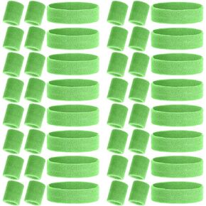Canlierr 48 Pcs Football Sweatbands Bulk for Men Women Striped Sweatband Set, Include 16 Headband and 32 Wristbands Sports Neon Accessories for 80's Costume Party Athletic Gym