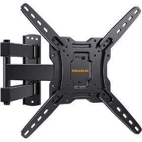 Perlegear Full Motion TV Wall Mount for 26-55 inch Flat or Curved TVs, Wall Mount TV Bracket with Articulating Arm, Swivel, Tilt, Extension, Corner TV Wall Mount Max VESA 400x400mm up to 60 lbs PGMFK3