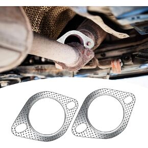 2 PCS Car Exhaust Gaskets, 2.5 Inches Stainless Steel Muffler Gasket, High Temperature Resistant Gasket, Car Exhaust Pipe Modification, Universal for Most Cars (Silver)