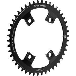 Wolf Tooth Drop-Stop Chainrings for Assymetric 4x110mm BCD Shimano Road Cranksets (Black, 46t)