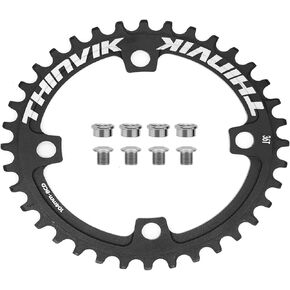 Thinvik 104 BCD Narrow Wide Chainring - Mountain Bike Single Chainrings - 32T 34T 36T 38T Round & Oval - 7075 T6 Aluminium Alloy