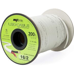 200 ft. 16AWG Low Voltage LED Cable 2 Conductor Jacketed in-Wall Speaker Wire UL Class 2 Certified