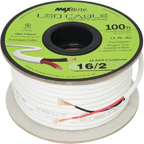 500 قدم 16AWG كبل LED منخفض الجهد 2 موصل سلك مكبر صوت مغلف في الحائط معتمد من UL Class 2