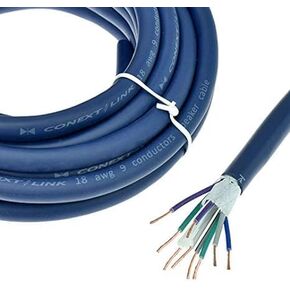 Conext Link MSC918-10 10 Feet 9 Conductors Blue Speed Wire Primary Wire Speaker Cable 18 AWG Gauge GA 100% OFC Copper Stranded Trailer （11991）