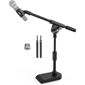TONOR Adjustable Desktop Mic Stand for Blue Yeti, Weighted Base with Twist Clutch, Boom Arm with 3/8'' and 5/8'' adapter for Blue Snowball and All Microphones, Suitable for Recording, Podcast, Guitar