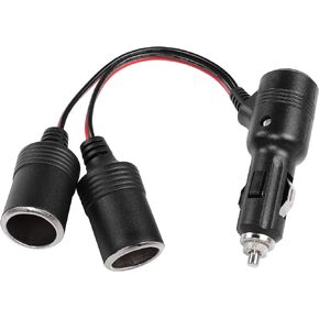RIIEYOCA 10inch 12v 24v Cigarette Lighter Splitter Adapter with On Off Switch, Car Cigarette Lighter 1 Male to 2 Female Sockets Y Splitter Power Cable