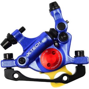 CNC MTB Hydraulic Disc Brake Set，Bike Disc Brake Sets Front and Rear Line Pulling Hydraulic Disc Brake，Black/Blue.