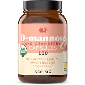 Complete Natural Products D-Mannose & Cranberry Capsules - 100 Capsules, 1040mg per Serving for Urinary Tract Health and UT Flush