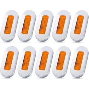 [عبوة من 10] مصباح Ledvillage بيضاوي LED كهرماني مقاس 3 بوصات مع مصباح علامة من الفولاذ المقاوم للصدأ من الكروم عالمي لشاحنة الحافلات واليخوت 12 فولت تيار مستمر استهلاك منخفض للأشعة فوق البنفسجية 12 in Kuwait