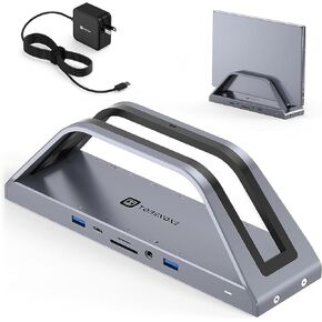 TobenONE USB C Docking Station Dual 4K Monitor for MacBook M1/M2/M3/Windows, Triple Display Laptop Docking Station Stand, Universal USB C Dock with Dual 4K HDMI, Power Adapter, VGA, 6 USB, RJ45, SD