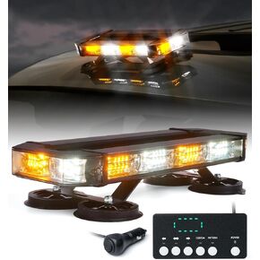 LUMENIX 72 LED Rooftop Emergency Strobe Light Bar w/Control Panel Magnetic Base Warning Flashing Beacon Caution Traffic Lightbar for Construction Vehicles Trucks Postal Mail Carrier Snow Plow - Amber