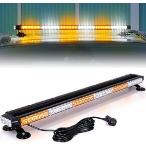 LINKITOM LED Strobe Light Bar - وميض مزدوج الجانب من الألومنيوم 37.5 بوصة 78 LED شريط إضاءة للتحذير في حالات الطوارئ عالي الكثافة مع قاعدة مغناطيسية لمركبات شاحنة المحراث الآمنة