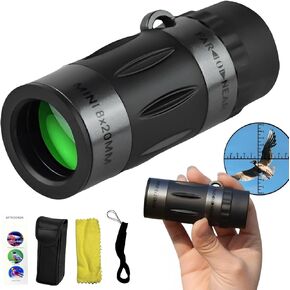 BAK-4 Prism 8X20 Monocular Telescope, Compact Telescope, High Powered Mini Pocket Monoscope, HD Handheld Monocular Scope for Adults Gifts, Designed for Bird Watching, Hiking, Hunting, Black