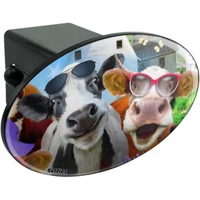 Udderly Cool Cow Farm Selfie Oval Tow Trailer Hitch Cover Plug Insert