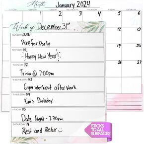 Graceful By Design's Flexible Stick Monthly & Weekly Calendar Set: Versatile and Repositionable 2024 Wall Calendar and Planning Solution for Busy Moms in Kuwait