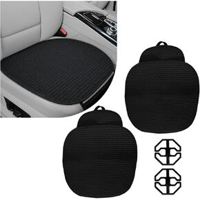 2 PCS Car Seat Covers Cushion Pad, Breathable Anti-Slip Auto Front Seat Protector Mat with Storage Pocket, Comfortable Front Seat Cushion Cover for Automotive and Office （Black）
