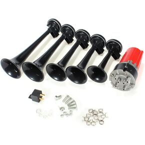 5pcs 125dB Black Trumpet Musical Dixie Car Duke of Hazzard with Compressor 12V Car Air Horn