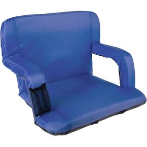 Home-Complete (Blue Wide Stadium Seat Chair-Bleacher Cushion with Padded Back Support, Armrests, 6 Reclining Positions and Portable Carry Straps, 1-Pack