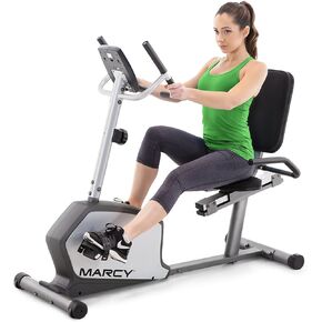 Marcy Recumbent Exercise Bike with Adjustable Seat and 8 Resistance Levels, 300 Pound Capacity NS-1201R