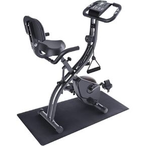 Foldable Exercise Bike Stationary Bike, Sportneer 4 in 1 Indoor Cycling Bike with 16 Level Magnetic Resistance Training Bike with Arm Resistance Band PVC Floor Mat Fitness Bike for Home Gym Workout