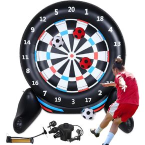 Inflatable Giant Kick Darts Games (Over 6ft Tall), Jumbo Outdoor Soccer Target Dartboard with Soccer Balls and Air Pump, Large Kick Dartboard Sport Game for Yard Lawn Family Kids Adults