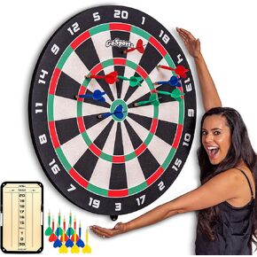 GoSports Giant 3 ft or 4 ft Cork Dartboards - Includes 12 Giant Darts and Scoreboard - New Fun Twist on Darts