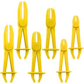 Swpeet 9Pcs Red Line Clamps Flexible Hose Clamps Pliers Kit, Hose Pinch Off Pliers Set Line Clamps for Brake Hoses, Fuel Hoses, Coolant Hoses, Most Flexible 15mm, 20mm and 25mm Hoses Clamps