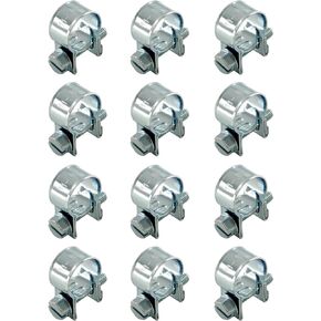12pcs Stainless Steel Gas Line Clamp(6-8mm), Zinc Plated Mini Fuel Hose Clamp Adjustable Tube Clamp for Pipe Fuel Line