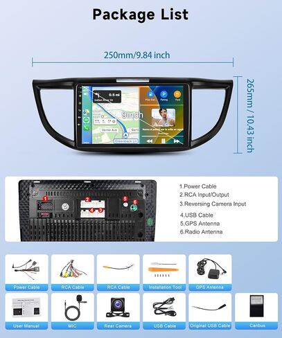 8 Core 4G+64G لسيارة Honda CRV 2012-2016 Android ستيريو مع Carplay لاسلكي Android Auto، 9 بوصة HD 1280 * 720P IPS شاشة لمس راديو مع نظام تحديد المواقع واي فاي DSP صوت بلوتوث 5.0 SWC كاميرا احتياطية in Saudi Arabia