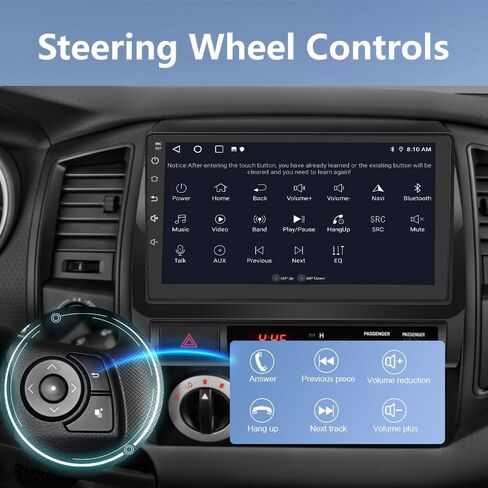 راديو السيارة لتويوتا تاكوما 2005-2015 المدمج في carplay Android Auto، 9 بوصة Android 12 وحدة رأس ستيريو للسيارة 2G RAM 32GROM مع DSP WiFi GPS Navigation Bluetooth عجلة القيادة كاميرا خلفية مجانية in Saudi Arabia