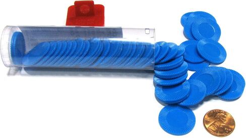 Koplow Games Set of 50 7/8" Easy Stacking Plastic Mini Playing Poker Chips - Blue in Saudi Arabia