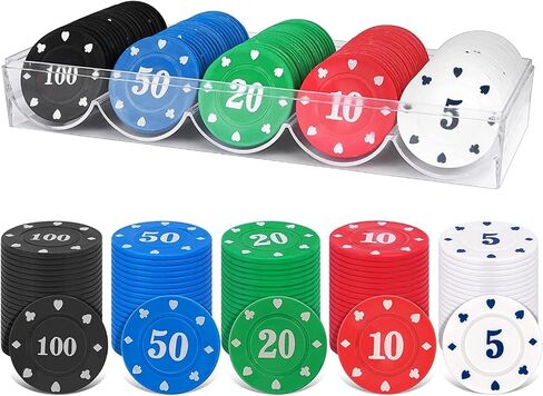 100 Plastic Poker Chips with no denominations, DIY Print with Your Personalized Text, Poker Card Game Chips Bulk, Counting Discs Markers for Learning Math Counting, Game Play, Party in Saudi Arabia