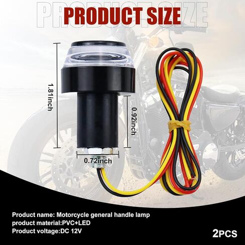 2 PCS Motorcycle Handlebar LED Status Light, 12V Two-color White to Yellow Daytime Running Light Turn Signal, Accelerator Handle Edge Warning Signal Light, Universal for Motorcycles (Black) in Saudi Arabia