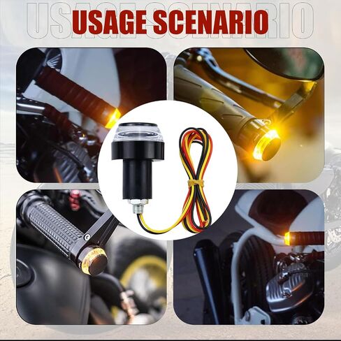 2 PCS Motorcycle Handlebar LED Status Light, 12V Two-color White to Yellow Daytime Running Light Turn Signal, Accelerator Handle Edge Warning Signal Light, Universal for Motorcycles (Black) in Saudi Arabia