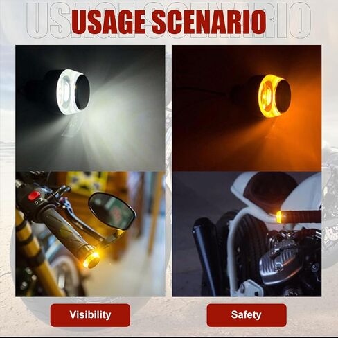 2 PCS Motorcycle Handlebar LED Status Light, 12V Two-color White to Yellow Daytime Running Light Turn Signal, Accelerator Handle Edge Warning Signal Light, Universal for Motorcycles (Black) in Saudi Arabia