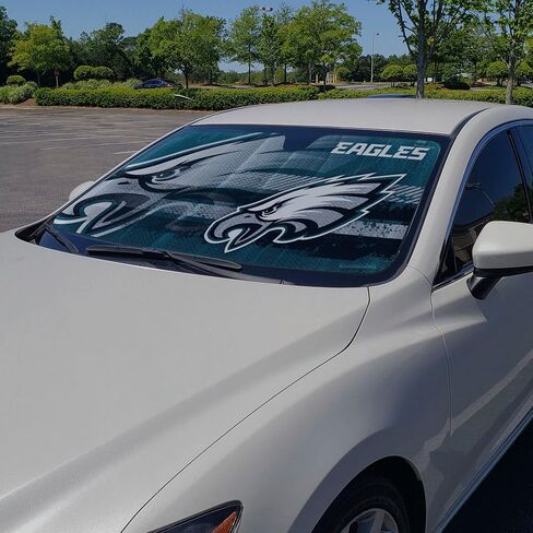 Fanmats NFL Windshield Sun Shade Auto Shade، Sun Shield Sun Visor Accordion ثلاثي الطي للتخزين 59 بوصة × 29.5 بوصة، تصميم الفريق الملون in Kuwait