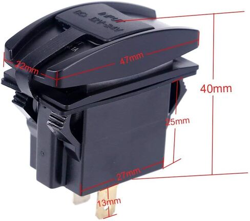 Switchtec 4.2 AMPS-Fast Dual USB Charger Rocker Switch Style Blue LED بإضاءة خلفية للقوارب، جنبًا إلى جنب، مركبات الطرق الوعرة، المركبات الترفيهية in Kuwait