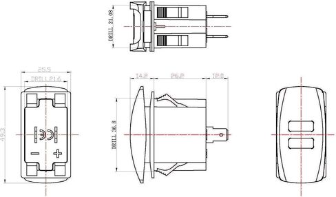 Switchtec 4.2 AMPS-Fast Dual USB Charger Rocker Switch Style Blue LED بإضاءة خلفية للقوارب، جنبًا إلى جنب، مركبات الطرق الوعرة، المركبات الترفيهية in Kuwait