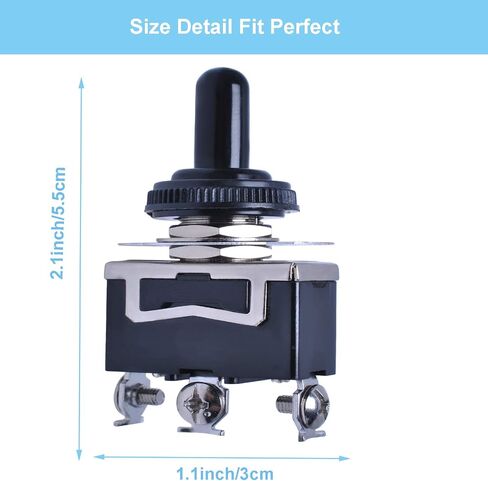 Podoy Momentary Switch Toggle Rocker (𝗢𝗡)-𝗢𝗳𝗳-(𝗢𝗡) عالي التحمل مع حذاء لـ 15A 125V SPDT 3 أوضاع (ON)-Off-(ON) مفتاح تبديل محمل بنابض in Saudi Arabia