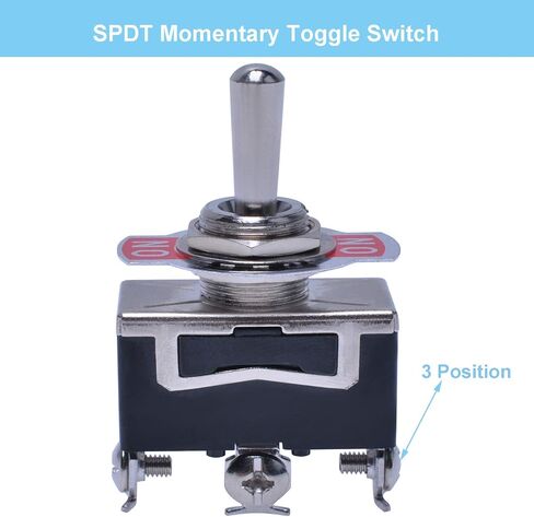 Podoy Momentary Switch Toggle Rocker (𝗢𝗡)-𝗢𝗳𝗳-(𝗢𝗡) عالي التحمل مع حذاء لـ 15A 125V SPDT 3 أوضاع (ON)-Off-(ON) مفتاح تبديل محمل بنابض in Saudi Arabia