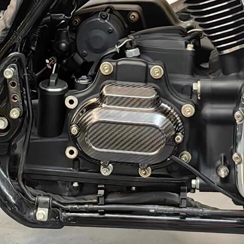 غطاء جانبي لناقل الحركة من ألياف الكربون بنسبة 100% باللون الأسود من POWERJAMES لموديلات Harley Davidson 2017-Later Touring (رسم 3K) in Saudi Arabia