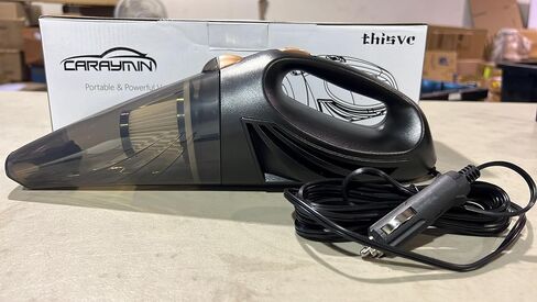 مكنسة كهربائية للسيارة من كارايم - ملحقات السيارة - مكنسة سيارة محمولة صغيرة بقوة 12 فولت مع ملحقات، سلك وحقيبة بطول 16 قدم - مجموعة تفصيلية أساسيات للسفر، تخييم RV in Kuwait