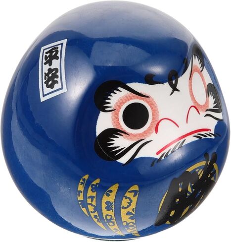 HOMSFOU Japanese Daruma Doll 6cm Ceramics Mini Daruma Zen Statue Ochoko Daruma Collectible Figurine Good Luck Ornament for Home Table Car Interior Decoration Blue in Saudi Arabia