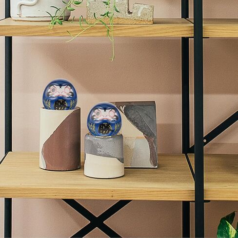 HOMSFOU Japanese Daruma Doll 6cm Ceramics Mini Daruma Zen Statue Ochoko Daruma Collectible Figurine Good Luck Ornament for Home Table Car Interior Decoration Blue in Saudi Arabia