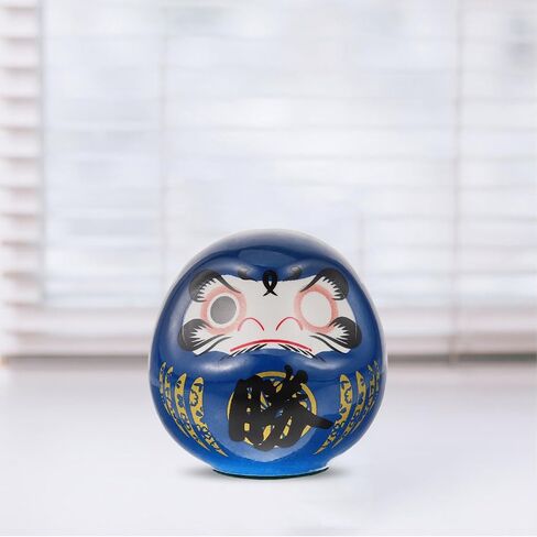 HOMSFOU Japanese Daruma Doll 6cm Ceramics Mini Daruma Zen Statue Ochoko Daruma Collectible Figurine Good Luck Ornament for Home Table Car Interior Decoration Blue in Saudi Arabia