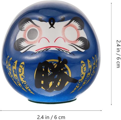 HOMSFOU Japanese Daruma Doll 6cm Ceramics Mini Daruma Zen Statue Ochoko Daruma Collectible Figurine Good Luck Ornament for Home Table Car Interior Decoration Blue in Saudi Arabia