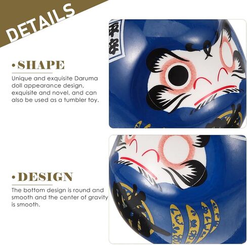 HOMSFOU Japanese Daruma Doll 6cm Ceramics Mini Daruma Zen Statue Ochoko Daruma Collectible Figurine Good Luck Ornament for Home Table Car Interior Decoration Blue in Saudi Arabia